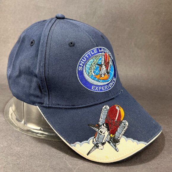 Shuttle Launch Strap Back Hat Cap Blue Kennedy Space Center Souvenir Logo Mens - Picture 6 of 13